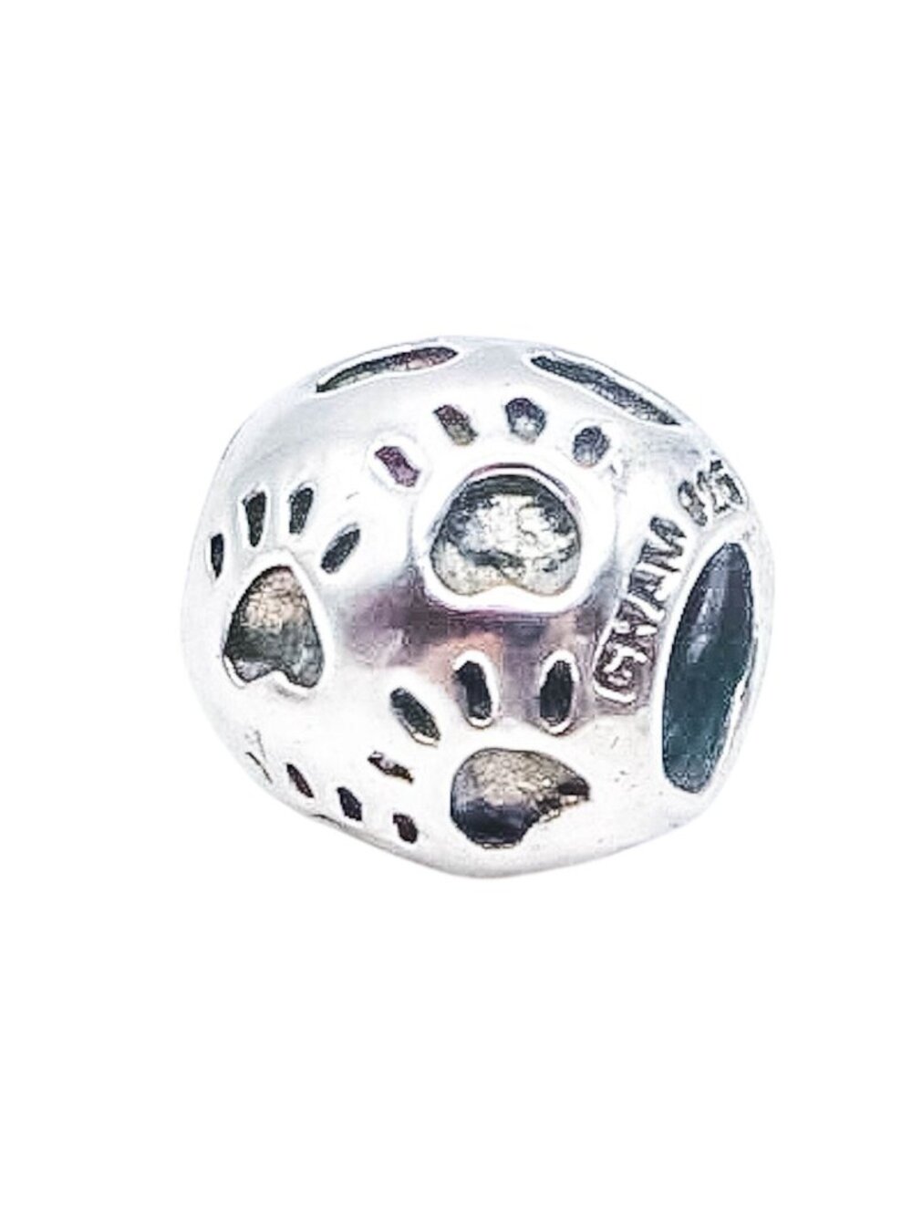 Chamilia Paw Print Sterling Silver Charm Bead Dog Cat Pet Lover Bracelet